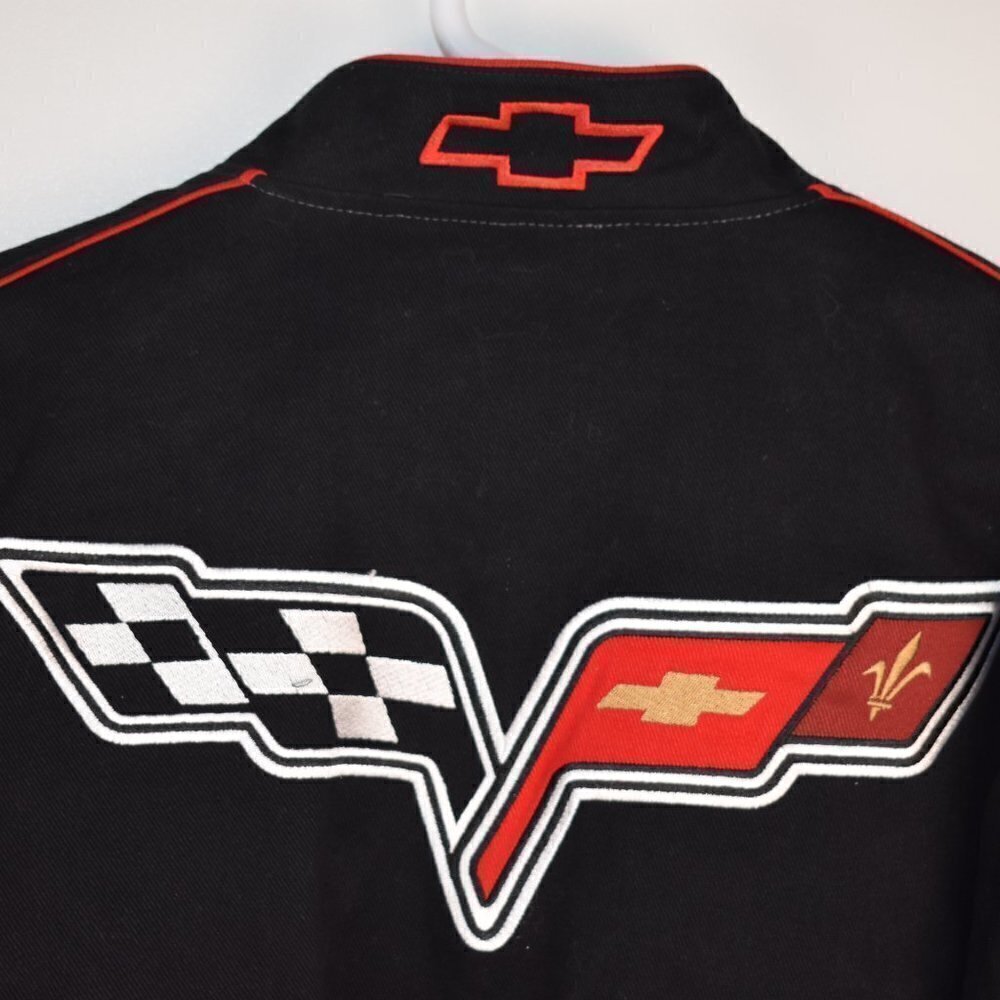 Vintage JH Design Corvette Black Embroidered Jacket Size 3XL Race Car Full Snaps - Picture 16 of 16